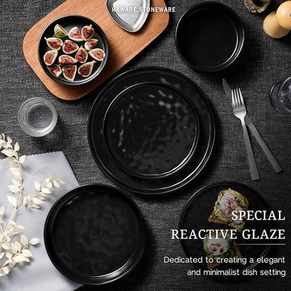 HaWare Dinnerware Sets, 24-Piece Stoneware Dish Set