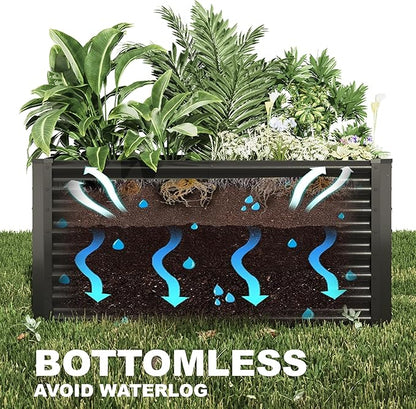 4x2x2ft Raised Garden Bed Kit, Galvanized Planter Garden Boxes Outdoor