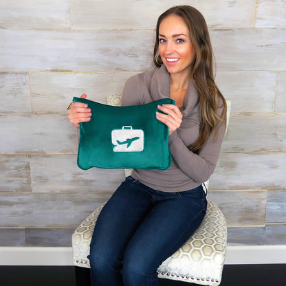 EverSnug Travel Blanket and Pillow - Ultra-Soft, Compact & Lightweight, 65x40 Inches, with Carry Case, Luggage Sleeve & Backpack Clip for Airplane Comfort (Teal)