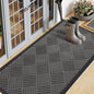 Smiry Front Door Mat Outside Entrance, Heavy Duty Outdoor Indoor Natural Rubber Doormat, Non Slip, Trap Dirt and Moisture, Easy Clean, Low Profile Patio Porch Entryway Mat, 59x20, Grey