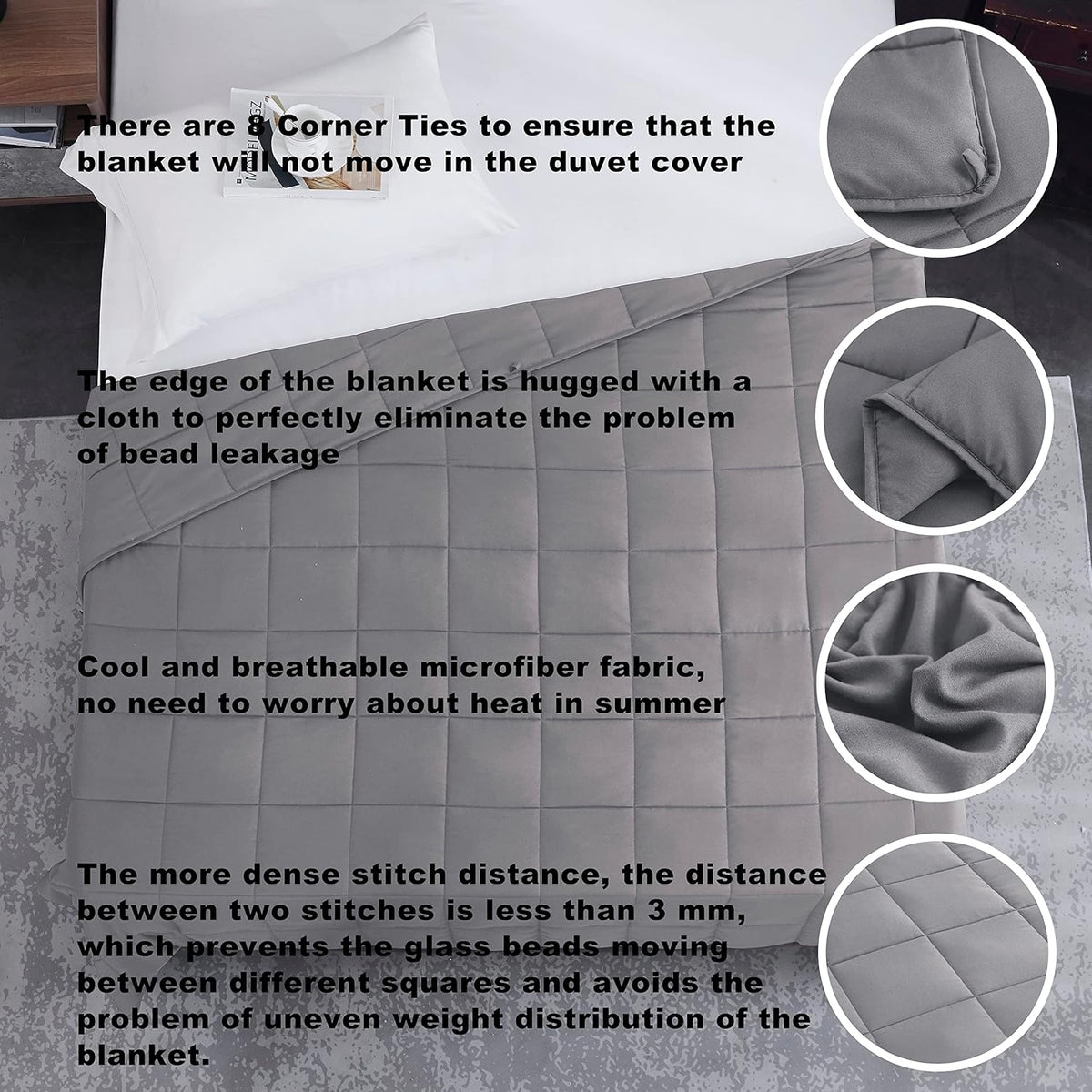L'AGRATY Weighted Blanket - 48"x72" 20lbs Cooling Breathable Heavy Blanket Microfiber Material with Glass Beads for Adult All-Season Summer Fall Winter Soft Thick Comfort