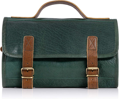 KomalC Premium Buffalo Leather Hanging Toiletry Bag Travel Dopp Kit