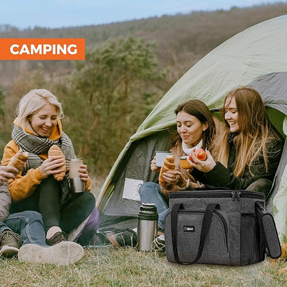OPUX Soft Cooler Bag, Insulated Collapsible Lunch Cooler Tote for Men Work Camping Beach Travel, Portable Soft Sided Leakproof Waterproof Large Lunch Bag Box with Shoulder Strap 40 Cans, Charcoal Gray