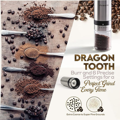 Coffee Grinder Manual Capacity 32g - Stainless Steel Conical Burr Coffee Grinder Hand, Manual Coffee Grinder Espresso with Adjustable Settings, Portable Coffee Bean Grinder for French Press