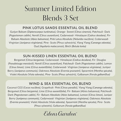 Edens Garden Summer Essential Oils 3 Set – 100% Pure Therapeutic Grade, Undiluted, Aromatherapy Blends for Home Diffusers & Humidifiers – Fragrance Oil Free & Natural Scents Kit, 10 ml/ 3 Pack