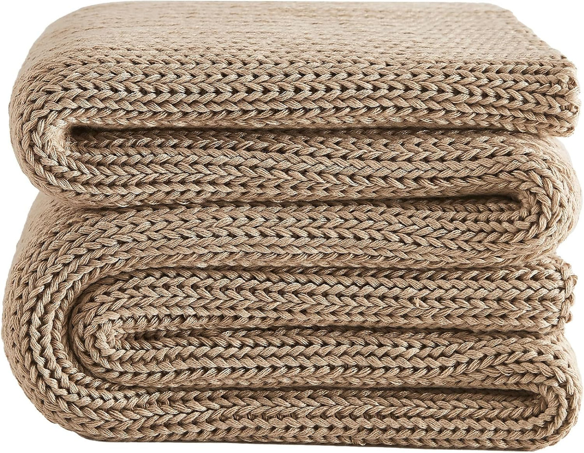 L'AGRATY Knitted Weighted Blanket - 48"x72" 20lbs Cooling Chunky Knit Heavy Blanket for Adults Braided Crochet Throw Thick Cable Yarn Knit Decorative No Beads Evenly Weighted Machine Washable