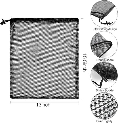 iMucci 13"X15.5" 100Pcs Mesh Laundry Drawstring Bag Nylon Drawstring Gym Bag with Cord Lock Closure