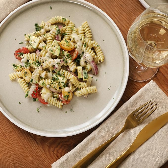 Gibson Elite Pacifco Beach Plates and Bowls Sets, 12-Piece Stoneware Dinnerware