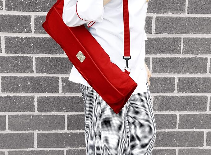 Mercer Culinary 7-Pocket Knife Roll Storage Bag, Red