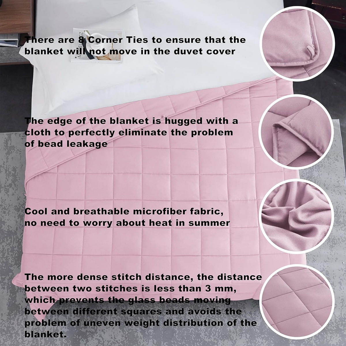 L'AGRATY Weighted Blanket - 88"x104" 25lbs Cooling Breathable Heavy Blanket Microfiber Material with Glass Beads for Adult All-Season Summer Fall Winter Soft Thick Comfort