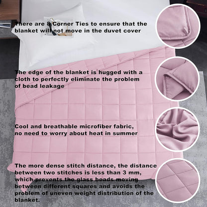 L'AGRATY Weighted Blanket - 88"x104" 25lbs Cooling Breathable Heavy Blanket Microfiber Material with Glass Beads for Adult All-Season Summer Fall Winter Soft Thick Comfort