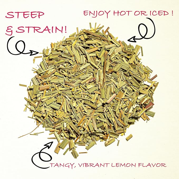 Worldwide Botanicals Organic Lemon Grass Leaves – 7oz - Loose Leaf - Cut and Sifted – 100% pure Cymbopogon citratus - Zacate de limon - Resealable Bag for Freshness - Perfect for Cooking and Tea