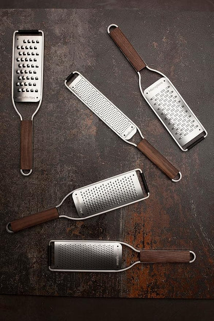 Microplane Master Series Wood Handle Stainless Steel Frame Coarse Blade Cheese Grater
