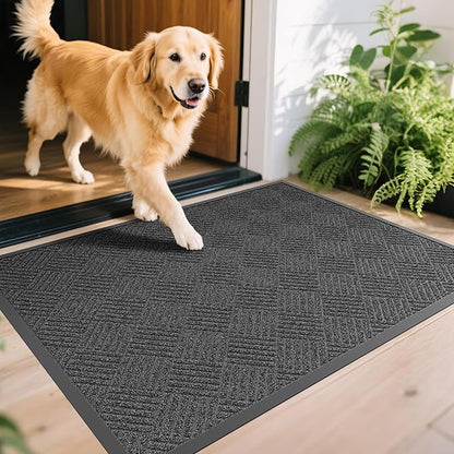 Front Door Mat, 5' x 3' Heavy Duty Indoor Outdoor Doormat, Non-Slip Backing Welcome Mats for Entryway, Low Profile, Commercial Door Mats