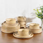 GBHOME Stoneware Dinnerware Sets for 4,Round Reactive Glaze Ceramic Plates and Bowls Set,Highly Scratch Resistant | Dishwasher & Microwave Safe Dishes Set,Service for 4(12Pcs),Barley Latte