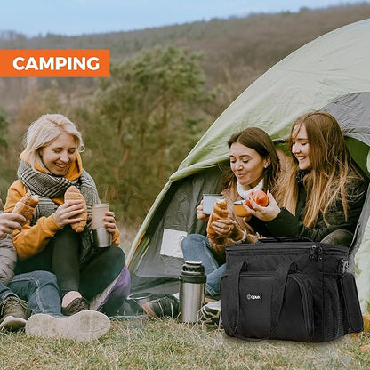 OPUX Soft Cooler Bag, Insulated Collapsible Lunch Cooler Tote for Men Work Camping Beach Travel, Portable Soft Sided Leakproof Waterproof Large Lunch Bag Box with Shoulder Strap 30 Cans, Black