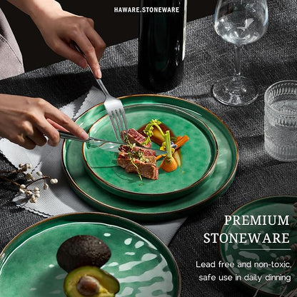 HaWare Dinnerware Sets, 6-Piece Plates and Bowls Set, Stoneware Dish Set