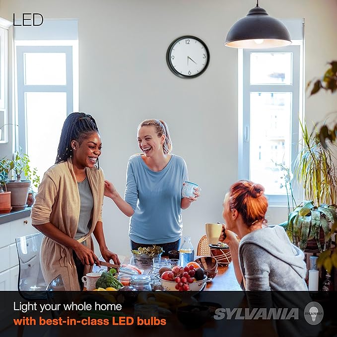 LEDVANCE Sylvania LED Light Bulb, 60W Equivalent A19, Efficient 8.5W, Medium Base, Frosted Finish, 800 Lumens, Bright White - 4 Pack (79704)