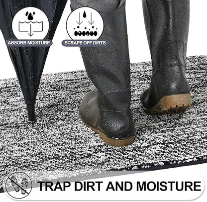 REFETONE Indoor Doormat, Front Door Mat 24"x36" Absorbent Rubber Backing Non Slip Back Door Mats, Washable Low-Profile Inside Floor Mat Door Rugs for Entryway, Resist Dirt Mud Mat for Dogs, Black