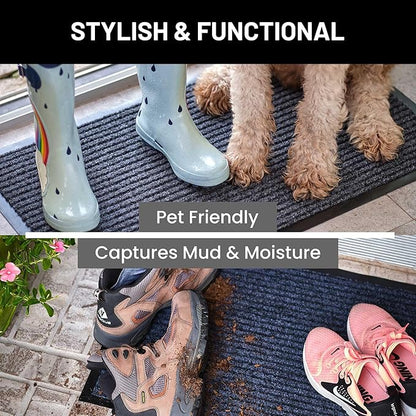 Sierra Concepts Front Door Mat Large Welcome Floor Mats - Entryway Indoor Outdoor Entrance Doormat, Patio, Porch, Muddy Dog Shoe, Inside Outside Low Profile 36x24in, 2-Pack Red