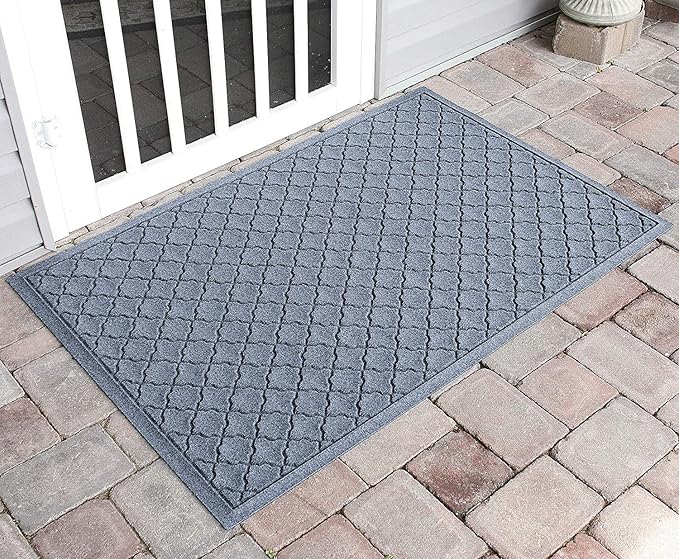 WaterHog Heavy Duty Doorway Mat, 3' x 5', Made in USA, Durable & Skid-Resistant Entryway Mat, Water-Trapping, Indoor/Outdoor Decorative Floor Covering, Cordova Collection, Bluestone