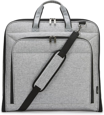 Amazon Basics Carry-On Garment Bag for Travel and Business Trips with Shoulder Strap, Hanging Suit Luggage Bag for Men Women, Wrinkle Free Cover for Suits Dresses Coats, Gray