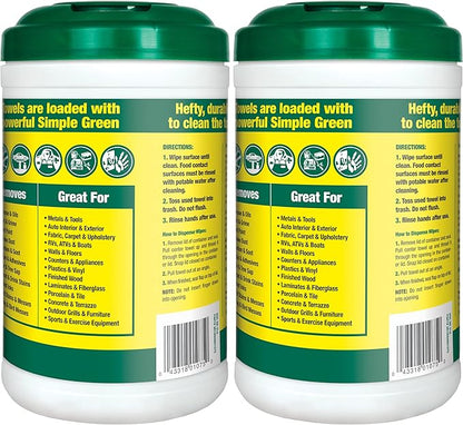 Simple Green Professional Grade Heavy-Duty Cleaning and Degreasing Towels, All-Purpose Cleaning Wipes, 75 count (Pack of 2)