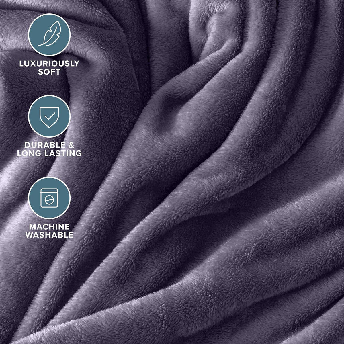 Bare Home Fleece Blanket - Full/Queen - Ultra-Soft Lightweight for Bed, Sofa, and Couch - Luxury Microplush - Cozy Warm Blanket (Full/Queen, Dusty Purple)