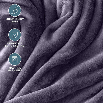 Bare Home Fleece Blanket - Full/Queen - Ultra-Soft Lightweight for Bed, Sofa, and Couch - Luxury Microplush - Cozy Warm Blanket (Full/Queen, Dusty Purple)