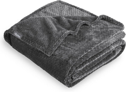 Bare Home Textured Fleece Blanket - Twin/Twin Extra Long - Ultra-Soft Lightweight for Bed, Sofa, and Couch - Luxury Microplush - Cozy Warm Blanket (Twin/Twin XL, Chevron Grey)