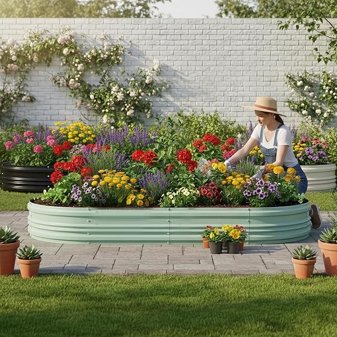 WORKPRO 2PK 8x4x1ft Outdoor Galvanized Raised Garden Bed, Easy Assembly Planter