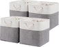 13 x 13 Inch Cube Storage Bins, 4 Pack Large Collapsible Fabric Storage Bin with Ropes, Foldable Storage Cubes for Home, Office,Closet, Clothes, Toys Organizer (White & Grey)