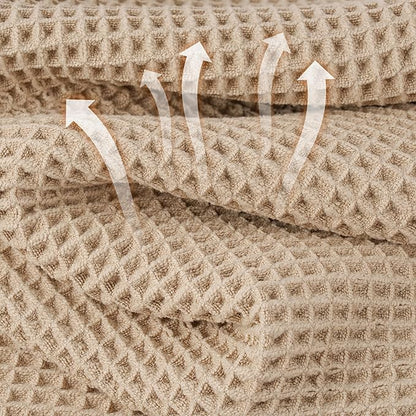Microfiber Waffle Face Towels, 4 Pieces, Soft, Absorbent, Fast Drying, Lint Free (Beige)
