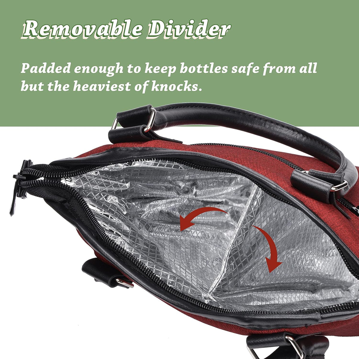Tirrinia Insulated Wine Gift carrier Tote - Travel Padded 2 Bottle Wine/Champagne Cooler Bag with Handle and Adjustable Shoulder Strap, Great Wine Lover Gift, Red