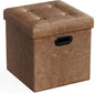 SONGMICS Mazie Collection - 15 Inches Ottoman with Storage, Footstool, Storage Ottoman with Metal Handles, Load 660 lb, for Dorm, Living Room, Bedroom, Synthetic Leather, Coffee Brown ULSF030K01