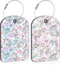 2 Pack PU Luggage Tags for Suitcase, Cute Unicorns Suitcase Tag Leather ID Label Bag Tags with Privacy Cover and Metal Loop for Men Women Travel Bag