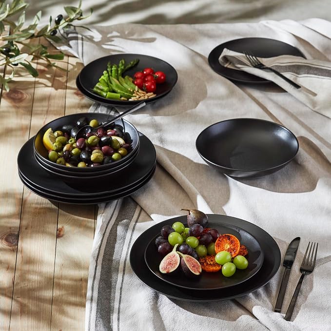 Porto by Stone Lain Semplice 12-Piece Premium Kitchen & Dining Dinnerware Set