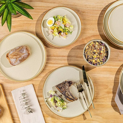 AmorArc Stoneware Dinnerware Sets for 6,Reactive Ceramic Plates and Bowls Set,Highly Chip and Crack Resistant | Dishwasher & Microwave Safe | Round Dishes Set Service for 6 (18pc)