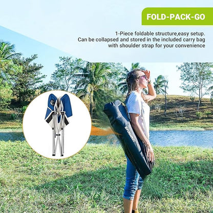 FUNDANGO 2 Packs Oversized Camping Chair with Lumbar Back Support Padded Outdoor Heavy Duty Camping Chair for Adults with Cup Holder, Armrest, Support 300 lbs
