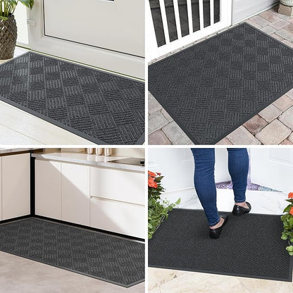 Front Door Mat, 5' x 4' Heavy Duty Indoor Outdoor Doormat, Non-Slip Backing Welcome Mats for Entryway, Low Profile, Commercial Door Mats