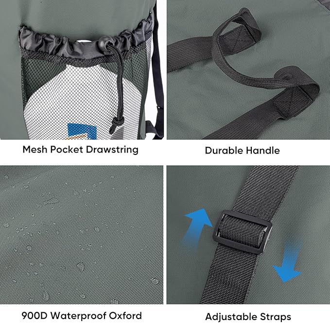 BALEINE 120L Laundry Bag Backpack, 900D Oxford Fabric Large Travel Laundry Bags with Shoulder Straps and 2 Mesh Pockets for College Dorm, Apartment, Laundromat (Dark Grey, 120L)