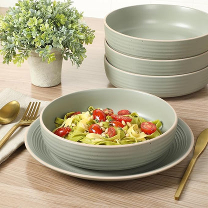 Gibson Home Dinah Double Bowl Stoneware Embossed Speckled Dinnerware Set