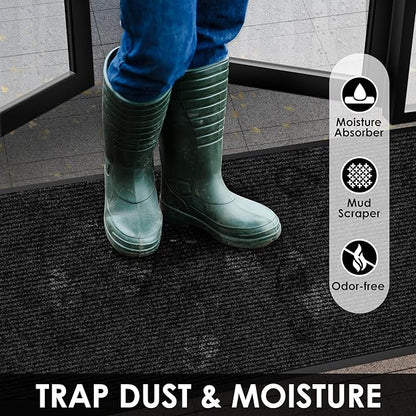 3′ x 15′ Front Door Mat Indoor Outdoor Entrance, Commercial Floor Mat Heavy Duty Dirt Trapper Entryway Doormat, Custom Size Non Slip Rubber Backing Welcome mat, Door Mat for High Traffic Area