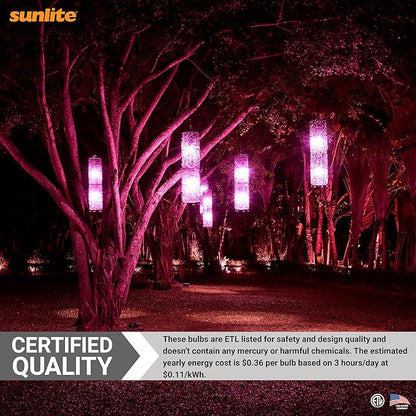 Sunlite 40453 LED A19 Colored Light Bulb, 3 Watts (25w Equivalent), E26 Medium Base, Non-Dimmable, UL Listed, Party Decoration, Holiday Lighting, 3 Count, Pink