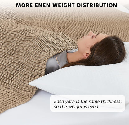 L'AGRATY Knitted Weighted Blanket - 48"x72" 20lbs Cooling Chunky Knit Heavy Blanket for Adults Braided Crochet Throw Thick Cable Yarn Knit Decorative No Beads Evenly Weighted Machine Washable
