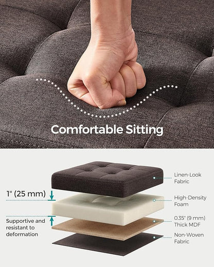 SONGMICS Mazie Collection - 30 Inches Folding Storage Ottoman Bench, Ottoman Foot Rest, End of Bed Bench, Storage Chest, Load 660 lb, for Living Room, Bedroom, Entryway, Brown ULSF047K02