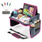 Kids Travel Tray with Dry Erase Board - Car Seat Tray for Kids Travel, Carseat Table Top for Toddler, Lap Desk for Car Seat, Activity Organizer & Snack Holder, Road Trip Essentials for Kid (Pink)