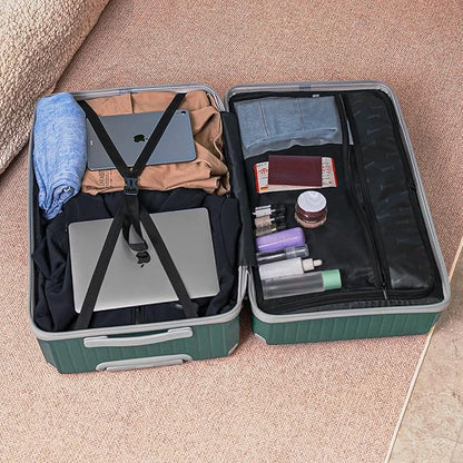Romswi 3-Piece Carry-On Luggage Set with Cup Holder TSA Lock, 20" Hardside Spinner Suitcase with Duffel Bag, Lightweight Durable PC+ABS Sage Green Travel Luggage