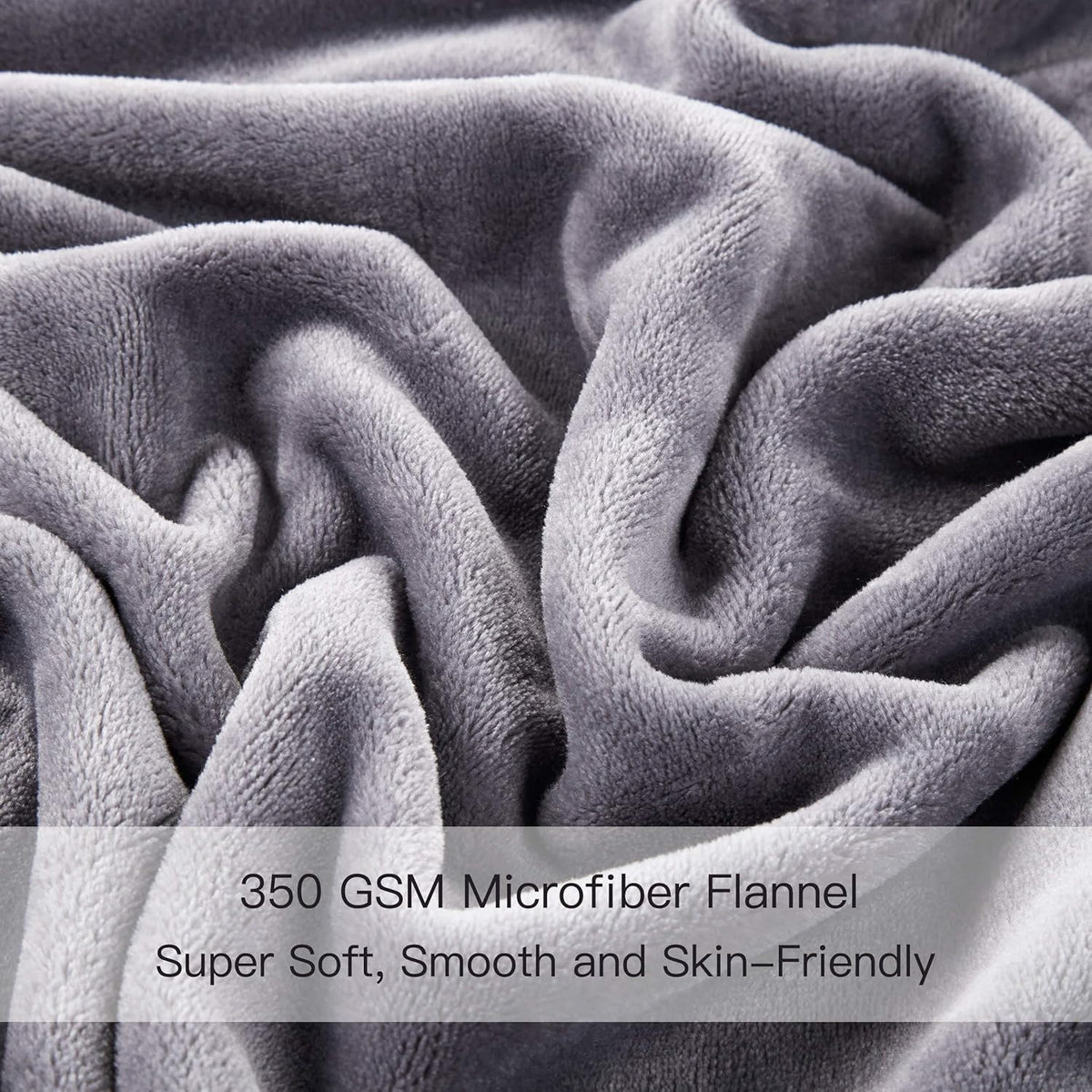 Surii Home Luxury Microfiber Flannel Blanket, Super Soft, Warm, Cozy, Fluffy, and Breathable, Perfect Throws for Bed, Couch, Sofa, for All Season Use. 350GSM Twin Size 60x80 Inches(Grey)
