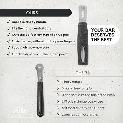 A Bar Above Premium Quality Channel Knife, Stainless Steel Bar Tool, Garnish for Cocktail Mixers, Lemon Zester, and Fruit Peeler, Professional Grade Bar Accessory, Gold